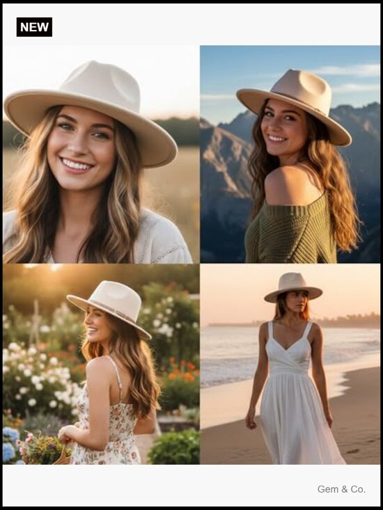 Classic Felt Fedora Wide Brim Hat with Belt Buckle main image 7